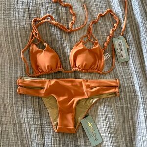 NWT Cosita Buena set in melon orange size xs top and small bottom